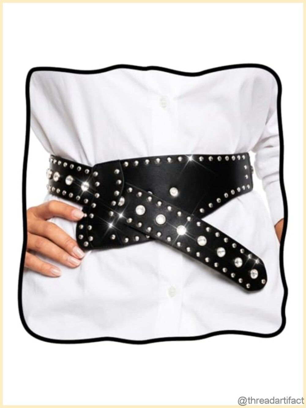 Punk Studded Wide Belt Adjustable Leather Metal One Size